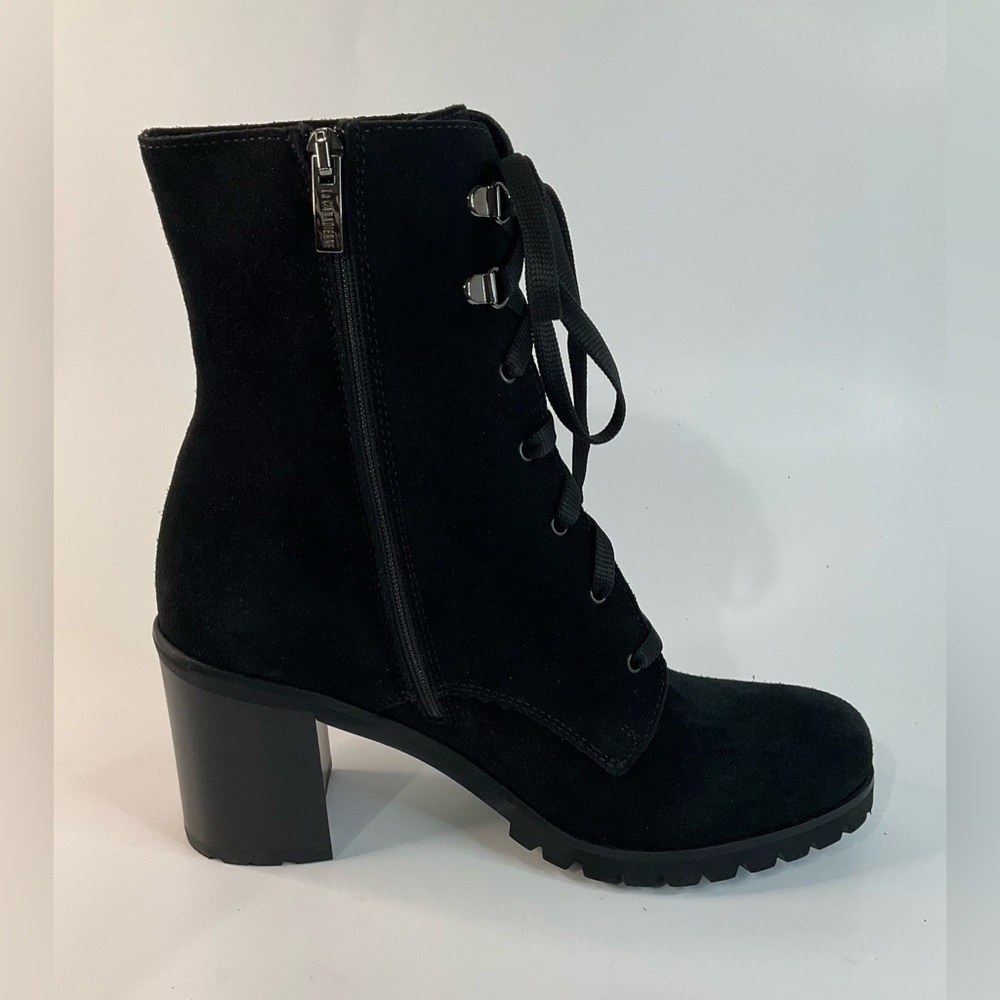 La Canadienne Parkera Women's Black Suede Lace Up Zip Casual Mid Boots - Picture 6 of 11